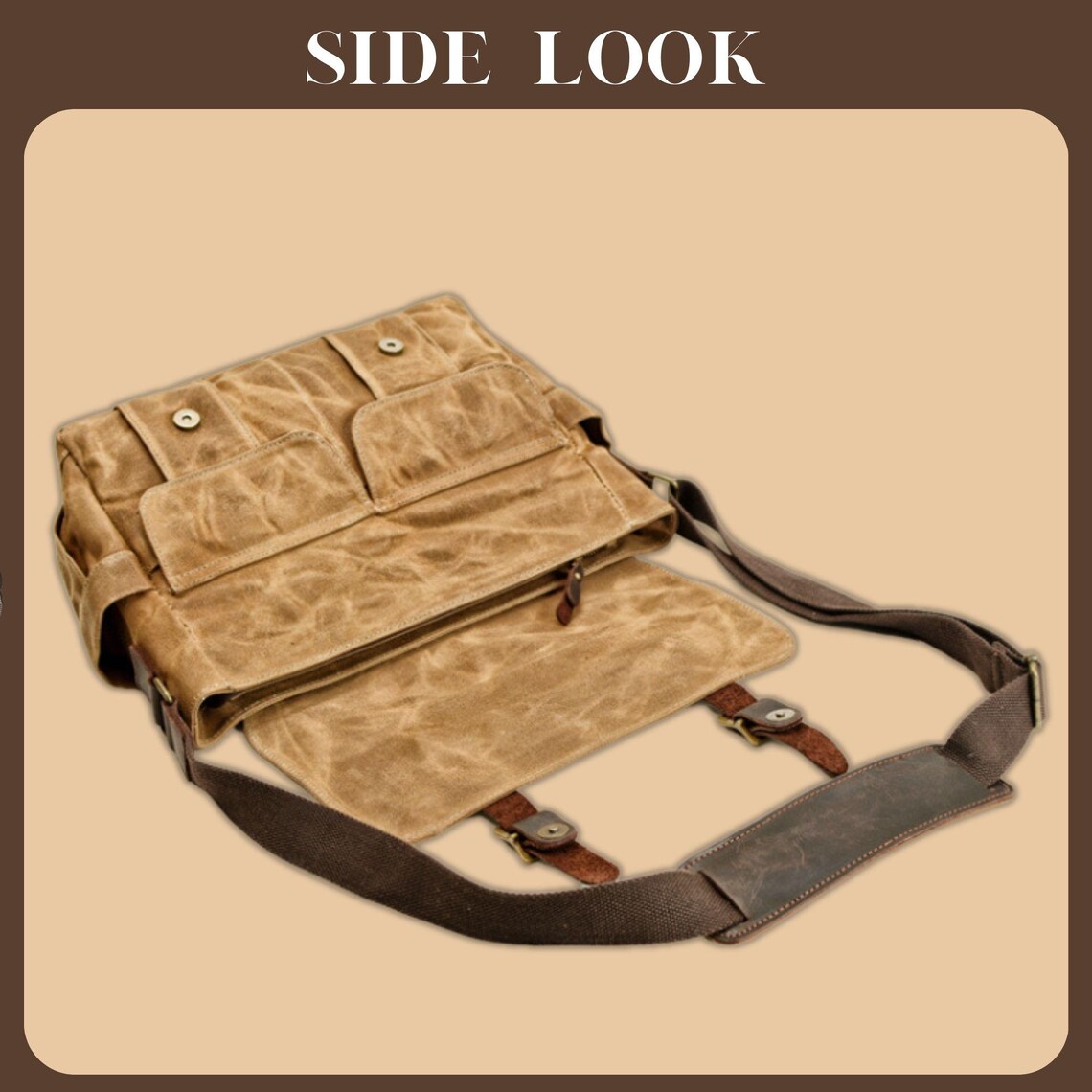 Canvas Messenger Bag For Men & Women - Laptop Compartment Fits 15.6", Anti-Theft, Crossbody Satchel