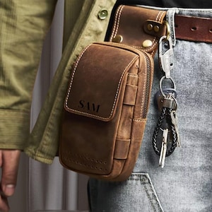 Leather Waist Bag, Phone Belt bag, Leather Phone case, Personalized Phone Wallet, Waist Pouch, Cellphone Holster, Gift for Him, Gift for her