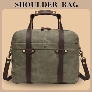 Personalized Waxed Canvas Messenger Bag Men Satchel Briefcase  Crossbody Bag Canvas Shoulder Bag Laptop Bag Groomsmen Gifts Cross body bag