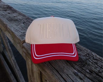 Merica Vintage Trucker Hat- White Trimmed Bill