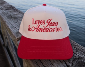 Loves Jesus & America Too Vintage Trucker Hat
