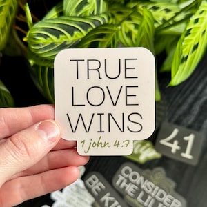 Wahre Liebe Aufkleber, Liebe gewinnt Aufkleber, Gottes Liebe, Glaubensaufkleber, Bibel Journaling, glaubensbasierter Aufkleber, christliche Geschenke