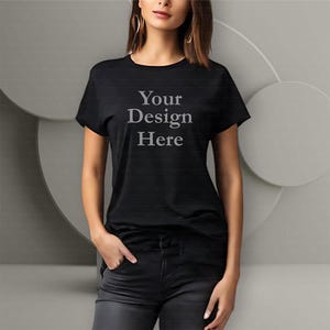 Sleek Black T-Shirt Mockup - Female Fit