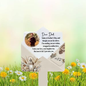 Estaca con letras personalizada, lápida con letras para el Día del Padre Celestial: carta conmemorativa para papá en el cielo, decoración para la tumba de un papá desaparecido