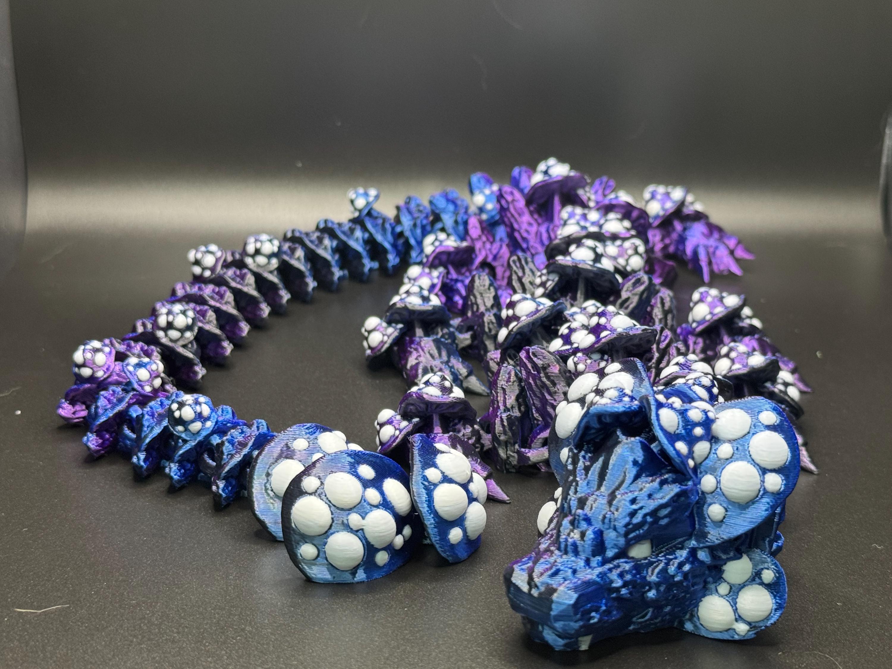 Mushroom Dragon - 24" Articulating Dragon Fidget Toys - Stress Anxiety Relief, ADHD, Desk Toy