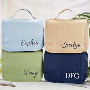 Trousse de maquillage personnalisée de grande capacité pour femme, trousse de maquillage à suspendre, trousse de toilette, trousse de toilette pour femme et homme, cadeau de douche nuptiale