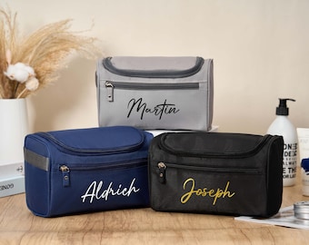 Personalisierte Herren wasserdichte Kulturtasche, Groomsmen Kulturtasche, Kosmetiktasche mit Haken, Reise-Kulturtasche, Trauzeuge Geschenk, Geschenk für Trauzeugen