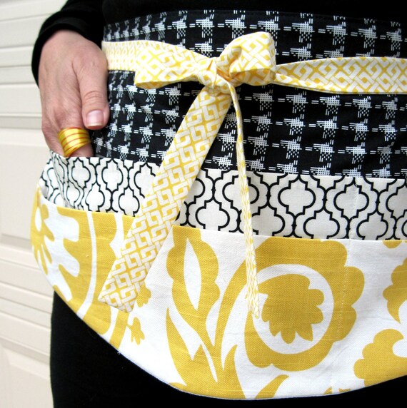 Items similar to Hostess Apron with Pockets Modern Melange in Lemon