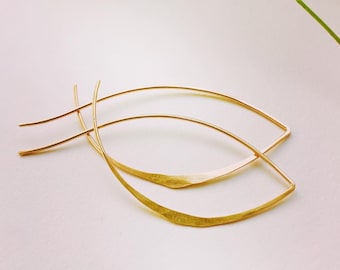 Delicate Gold Petal Hoop Earrings: Handmade Minimalist Botanical Jewelry