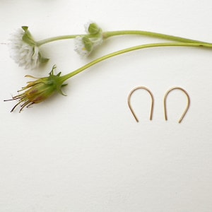 Wishbone Earrings/ Horseshoe Earrings/ Simple Rustic Gold Hoops/ minimalist jewelry/ rose gold earrings/ sterling silver hoops/ gift for her image 4