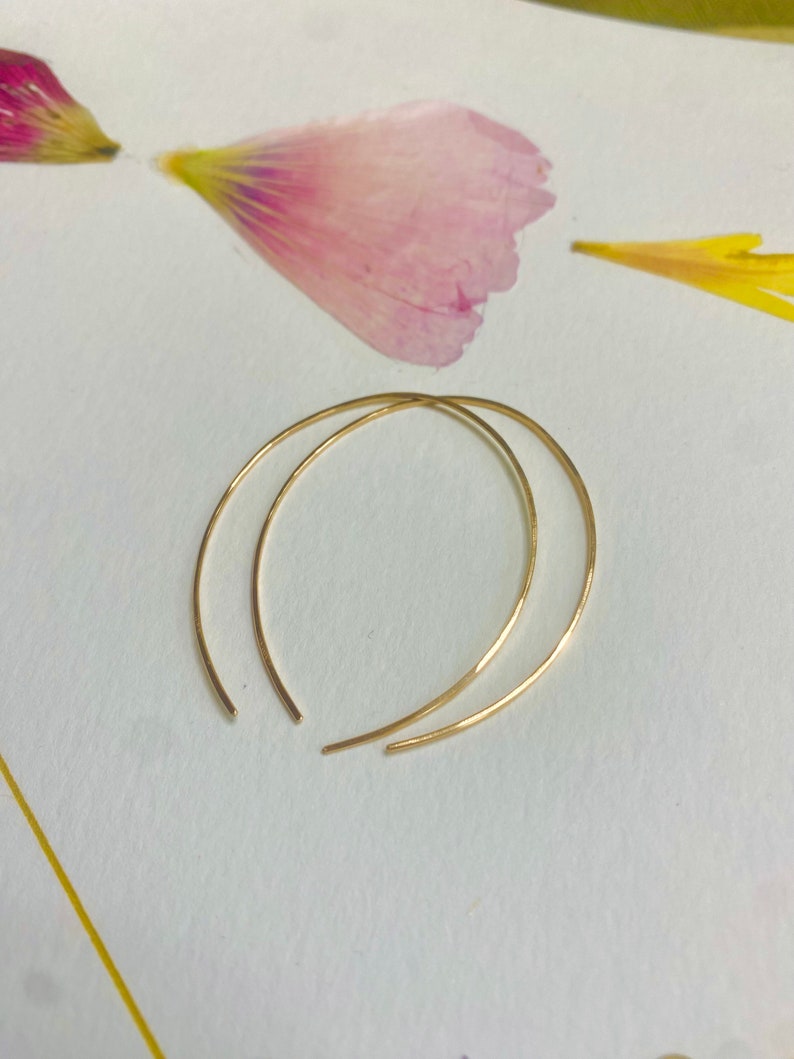 Delicate Minimalist Oval Hoops/ thin dainty gold hoops/ light simple hoops/ rose gold hoops/ sterling silver hoops/ gold earrings image 7