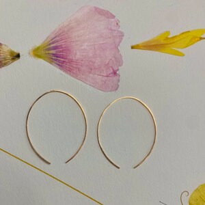 Delicate Minimalist Oval Hoops/ thin dainty gold hoops/ light simple hoops/ rose gold hoops/ sterling silver hoops/ gold earrings image 8