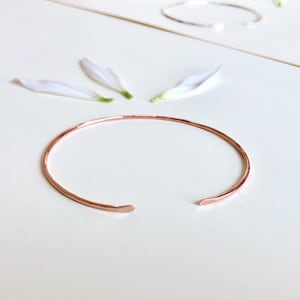 Dainty gold bracelet, thin gold cuff, minimalist jewelry, layering jewelry, gift for her, delicate bracelet, rose gold cuff, bridesmaid gift image 8