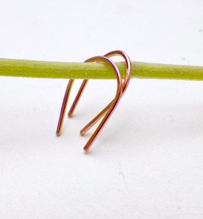 Wishbone Earrings/ Horseshoe Earrings/ Simple Rustic Gold Hoops/ minimalist jewelry/ rose gold earrings/ sterling silver hoops/ gift for her image 6