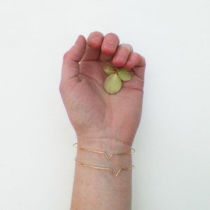 Chevron Bracelets/ Gold Geometric Bangles/ Delicate Stacking Bracelets/ arrow bracelets/ minimalist jewelry/ gift for her/ bridesmaid gift image 4