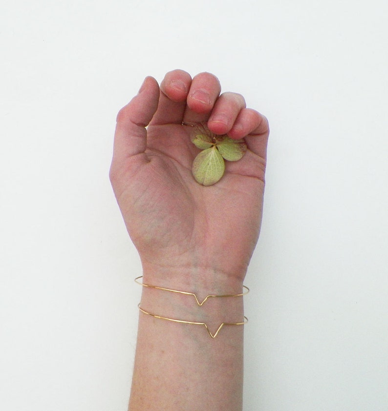 Chevron Bracelets/ Gold Geometric Bangles/ Delicate Stacking Bracelets/ arrow bracelets/ minimalist jewelry/ gift for her/ bridesmaid gift image 4