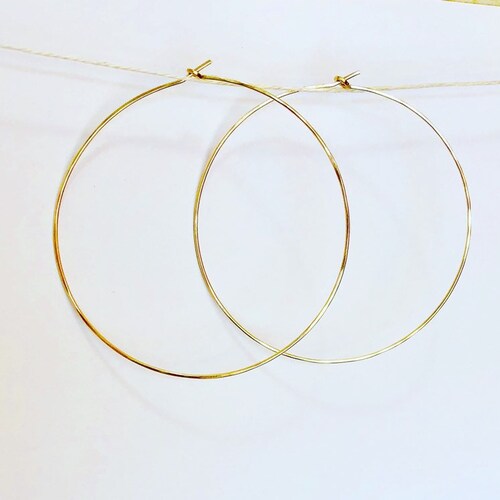 Delicate Oversized Large Gold Hoop Earrings Thin Skinny Etsy
