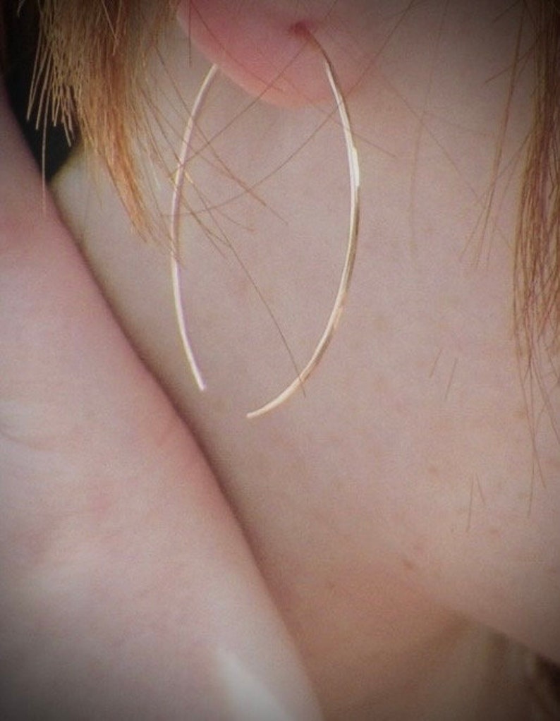 Delicate Minimalist Oval Hoops/ thin dainty gold hoops/ light simple hoops/ rose gold hoops/ sterling silver hoops/ gold earrings image 9