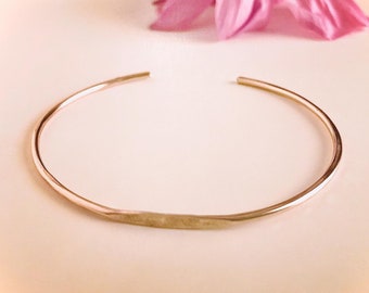 Delicate 14 gauge gold bracelet, thin gold cuff, minimalist bracelet, layering jewelry, gift for her, dainty hammered cuff, bridesmaid gift