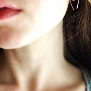 Wishbone Earrings/ Horseshoe Earrings/ Simple Rustic Gold Hoops/ minimalist jewelry/ rose gold earrings/ sterling silver hoops/ gift for her image 3