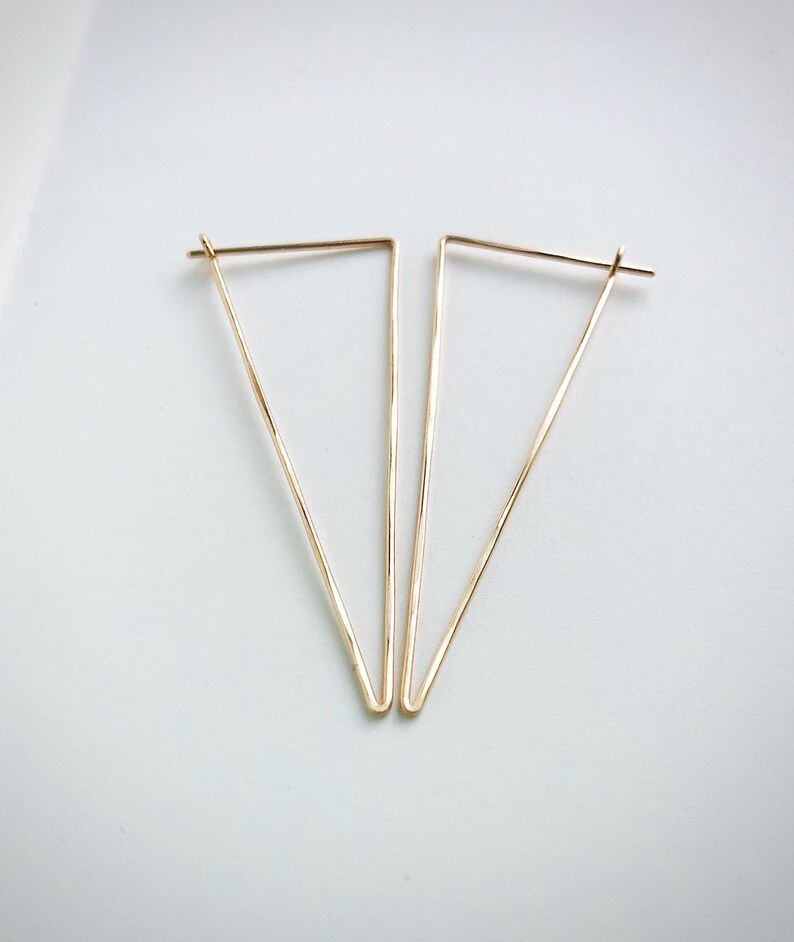 Delicate Spike Hoops/ Minimal Geometric Triangle Hoops/ Thin Gold ...