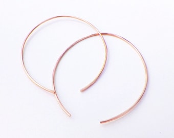 Delicate Minimalist Oval Hoops/ thin dainty gold hoops/ light simple hoops/ rose gold hoops/ sterling silver hoops/ gold earrings