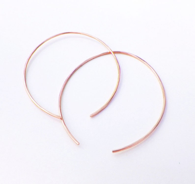 Delicate Minimalist Oval Hoops/ thin dainty gold hoops/ light simple hoops/ rose gold hoops/ sterling silver hoops/ gold earrings image 1