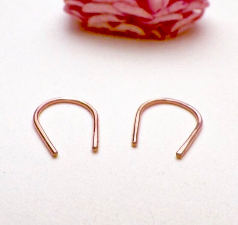 Wishbone Earrings/ Horseshoe Earrings/ Simple Rustic Gold Hoops/ minimalist jewelry/ rose gold earrings/ sterling silver hoops/ gift for her image 1