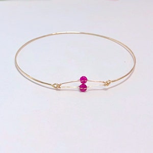Delicate Ruby Bracelet/ red gold bangle/ minimalist romantic stone bracelet/ gift for her/ dainty gemstone bangle/ ruby bangle