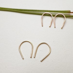 Wishbone Earrings/ Horseshoe Earrings/ Simple Rustic Gold Hoops/ minimalist jewelry/ rose gold earrings/ sterling silver hoops/ gift for her image 5