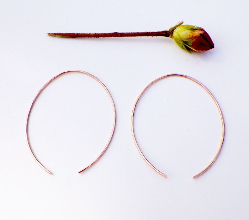 Delicate Minimalist Oval Hoops/ thin dainty gold hoops/ light simple hoops/ rose gold hoops/ sterling silver hoops/ gold earrings image 3