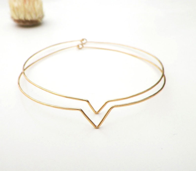 Chevron Bracelets/ Gold Geometric Bangles/ Delicate Stacking Bracelets/ arrow bracelets/ minimalist jewelry/ gift for her/ bridesmaid gift image 1