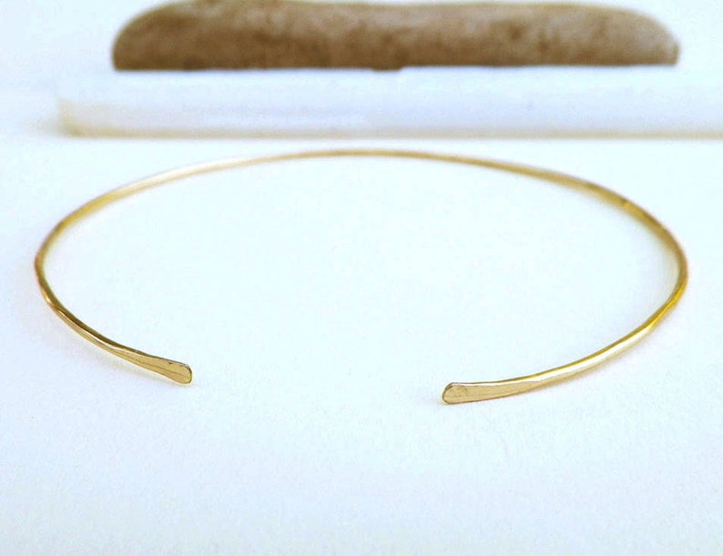 Dainty gold bracelet thin gold cuff minimalist jewelry image 1