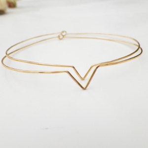 Chevron Bracelets/ Gold Geometric Bangles/ Delicate Stacking Bracelets/ arrow bracelets/ minimalist jewelry/ gift for her/ bridesmaid gift image 2