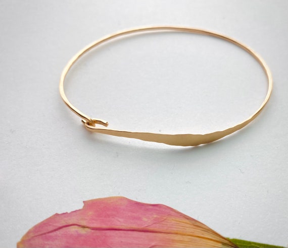 Dainty gold bracelet, thin gold cuff, minimalist jewelry, layering jewelry, delicate hammered bracelet, rose gold cuff, bridesmaid gift