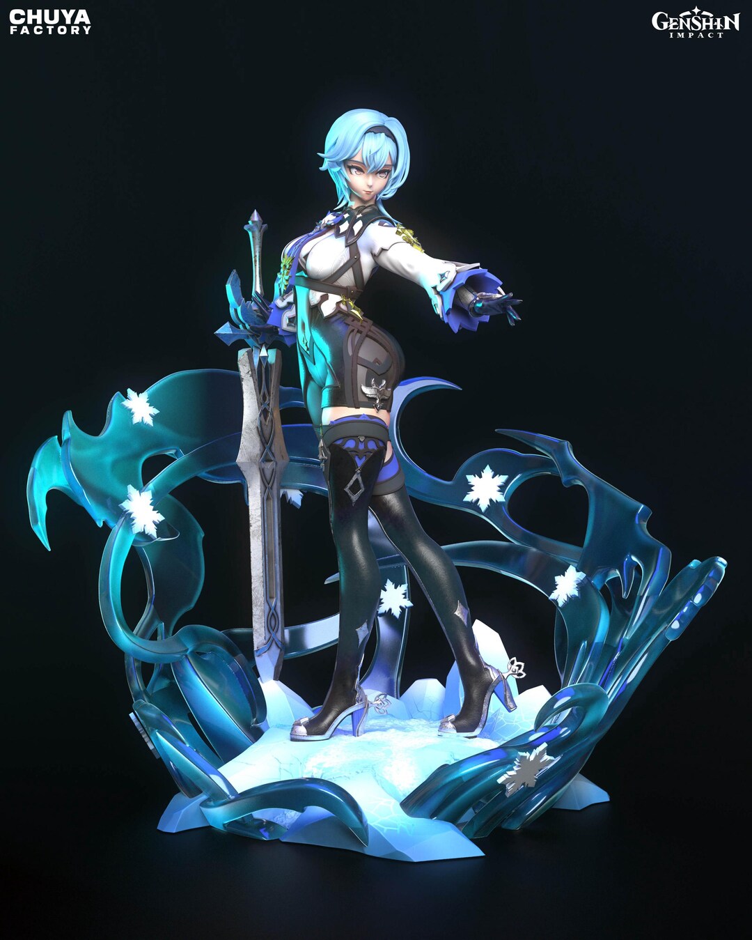 Eula Genshin Impact Figure Resin Model Statue Gift for Fans Custom ...