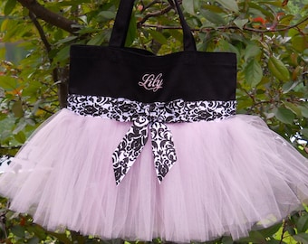 Wedding Tote Bag, tote bag, Tutu dance bag, tutu ballet bag, Embroidered black tutu tote bag, Personalized tote bag, dance bag  TB352 S