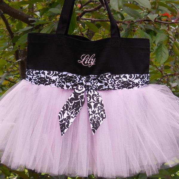 Wedding Tote Bag, tote bag, Tutu dance bag, tutu ballet bag, Embroidered black tutu tote bag, Personalized tote bag, dance bag  TB352 S