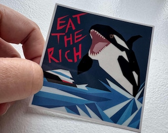 Eat The Rich Sticker: Killer Whale Orca Attack Sticker
