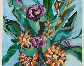 Bayou Blooms #3 Original Free Shipping | Floral Artwork | Signed Painting | Louisiana Artist Megan Moran | Mother’s Day Gift