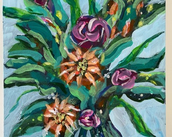 Bayou Blooms #4 Original Free Shipping | Floral Artwork | Signed Painting | Louisiana Artist Megan Moran | Mother’s Day Gift