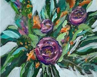 Bayou Blooms #2 Original Free Shipping | Floral Artwork | Signed Painting | Louisiana Artist Megan Moran | Mother’s Day Gift