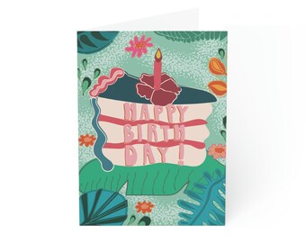 Hawaiian Happy Birthday Card - 1, 10, 30 or 50 Cards