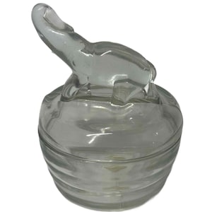 1950s Jeannette Glass Elephant Powder Jar Candy Dish