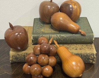 Collection de fruits décoratifs en bois - Bois massif