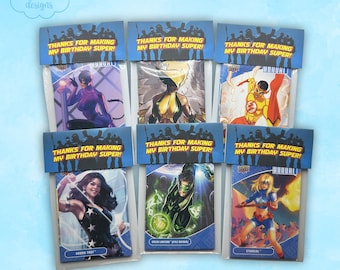 DC Comic Card Party Favors: Handmade Birthday Bundle of 6
