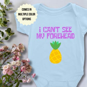 I Can&#39;t See My Forehead Baby Onesie Bodysuit Romper | Spongebob Squarepants Inspired Quote, Patrick, Squidward, Mr. Krabs, Pineapple House