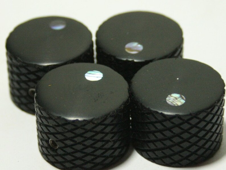 Set of 4 Knurled Ebony Guitar Knobs with Abalone Dot Indicator Etsy