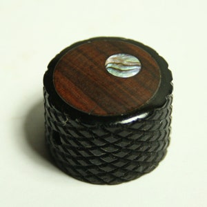 Knurled Ebony with Rosewood Inlay and Abalone Dot (7/8 dia x 5/8 height)