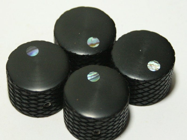 Set of 4 Knurled Ebony Guitar Knobs with Abalone Dot Indicator Etsy